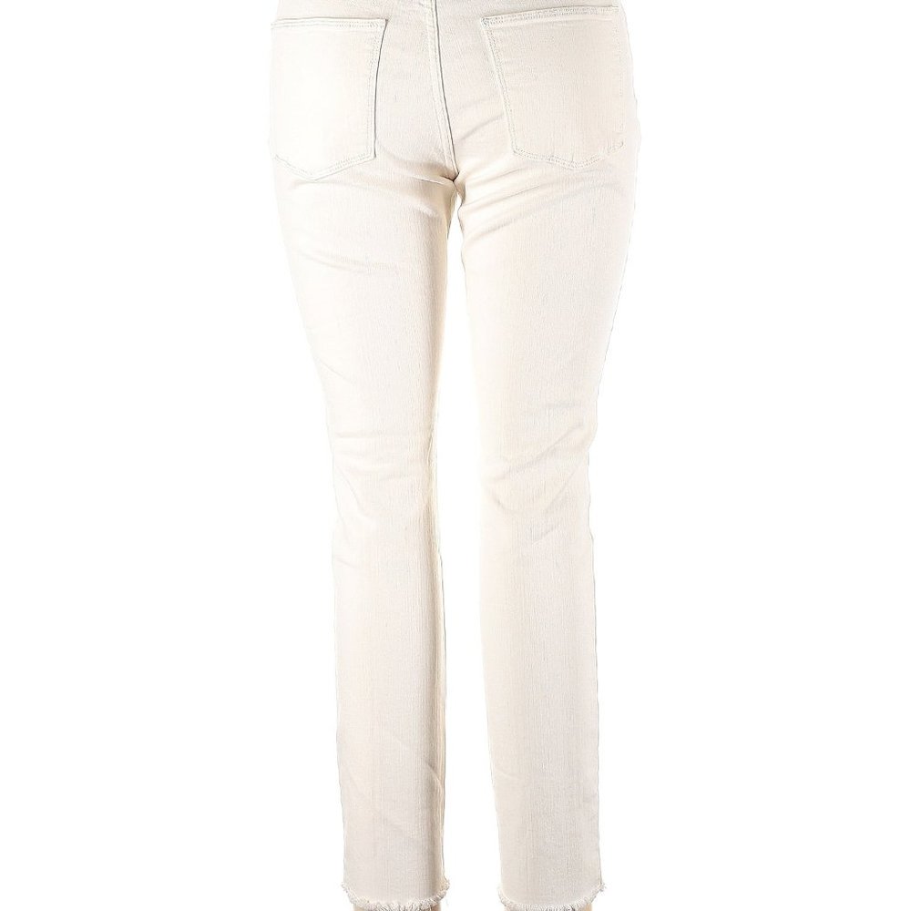 Universal Thread High-Rise Skinny Jeans 6 / 28 Cream White Ivory Cut Off Frayed - Picture 2 of 4